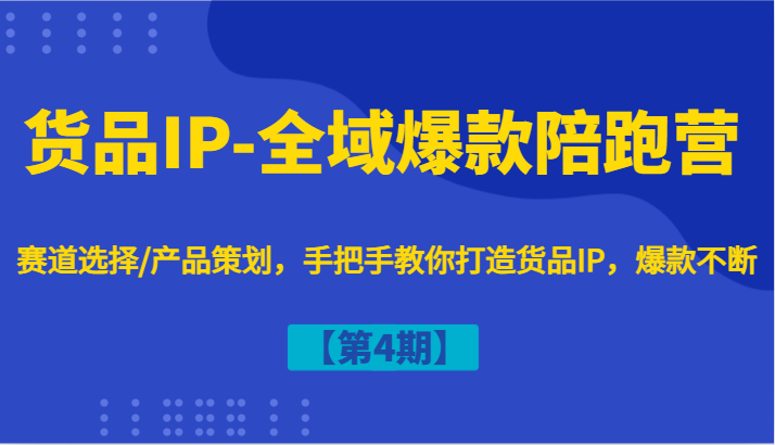 货品IP-全域爆款陪跑营【第4期】赛道选择/产品策划，手把手教你打造货品IP，爆款不断-网创资源