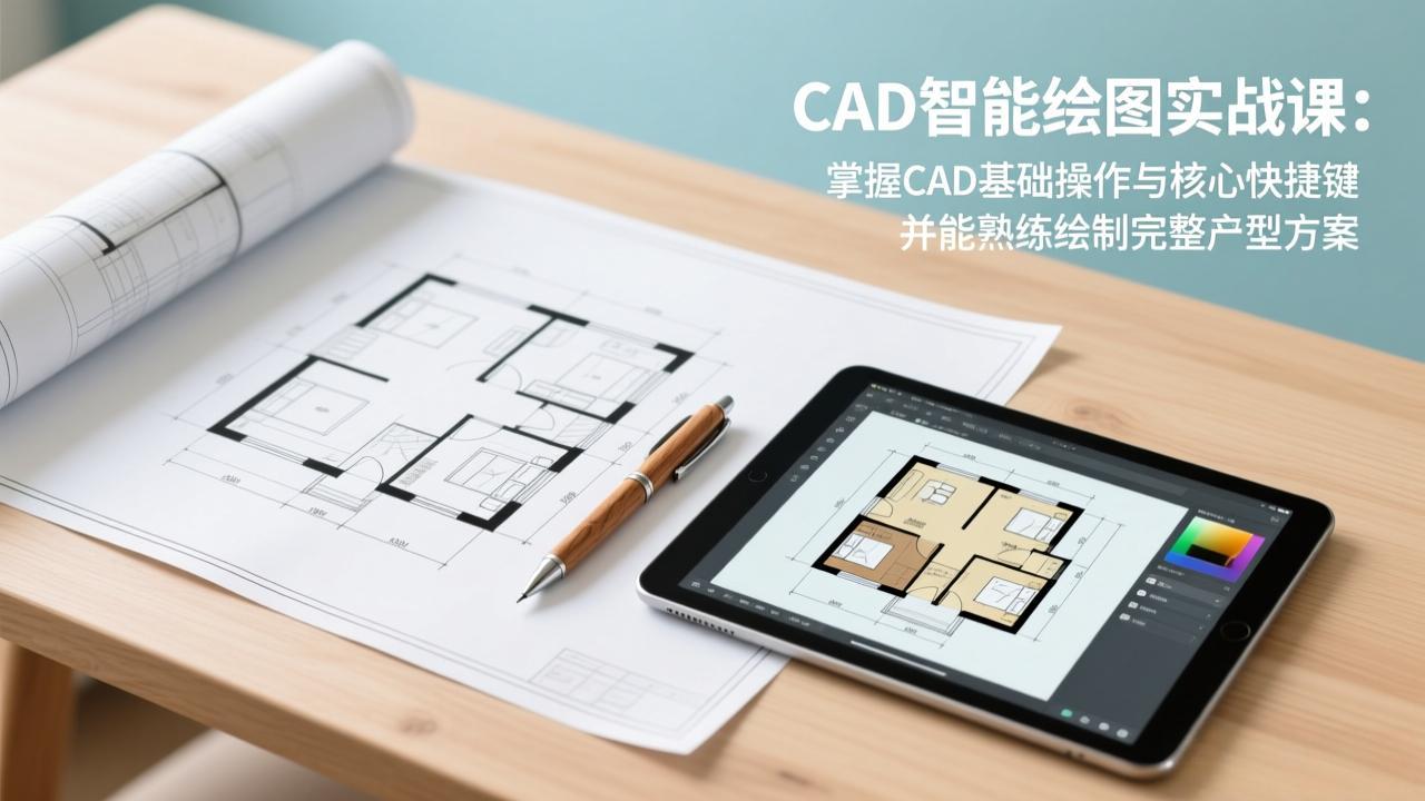 CAD智能绘图实战课：掌握CAD基础操作与核心快捷键，并能熟练绘制完整户型方案-网创资源