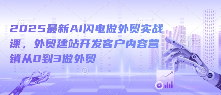 2025最新AI闪电做外贸实战课，外贸建站开发客户内容营销从0到3做外贸-网创资源
