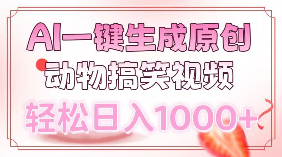 AI一键生成原创动物搞笑视频，轻松日入1000+-网创资源