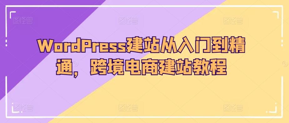 WordPress建站从入门到精通，跨境电商建站教程-网创资源