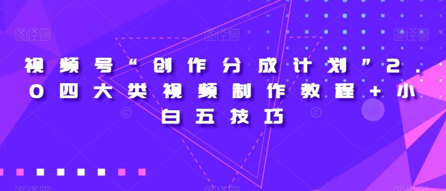 视频号“创作分成计划”2.0四大类视频制作教程+小白五技巧【揭秘】-网创资源