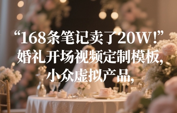 168条笔记卖了20W！婚礼开场视频定制模板，小众虚拟产品-网创资源