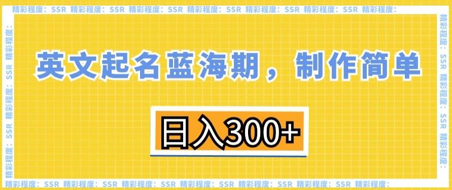 英文起名蓝海期，制作简单，日入300+【揭秘】-网创资源