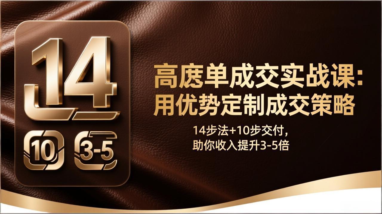 高客单成交实战课：用优势定制成交策略，14步法+10步交付，助你收入提升3-5倍-网创资源