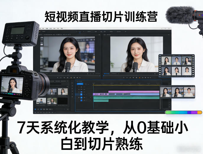 短视频直播切片训练营，7天系统化教学，从0基础小白到切片熟练-网创资源