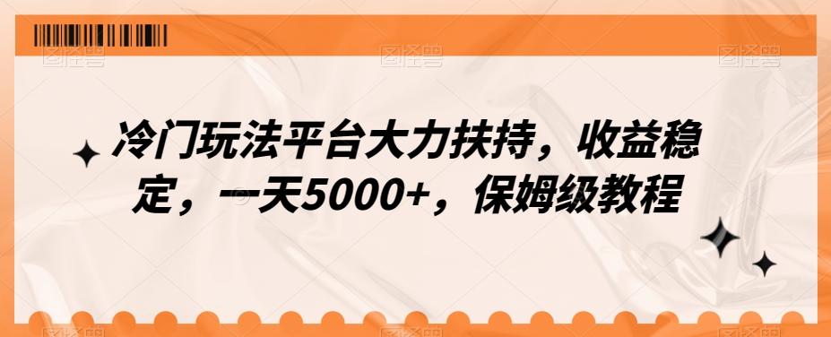 冷门玩法平台大力扶持，收益稳定，一天5000+，保姆级教程（附抖音7天起号法）-网创资源