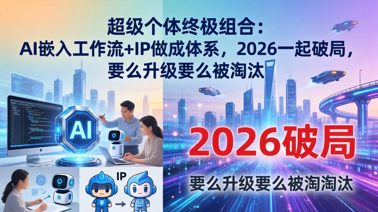 超级个体终极组合：AI嵌入工作流+IP做成体系，2026一起破局，要么升级要么被淘汰-网创资源