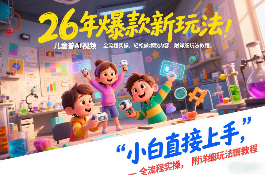 26年爆款新玩法，儿童科普AI视频，全流程实操，轻松做爆款内容，小白直接上手，附详细玩法教程-网创资源