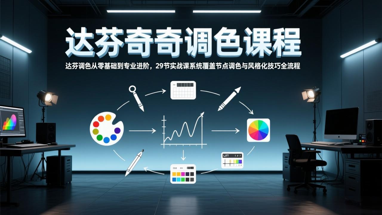 达芬奇调色从零基础到专业进阶，29节实战课系统覆盖节点调色与风格化技巧全流程-网创资源