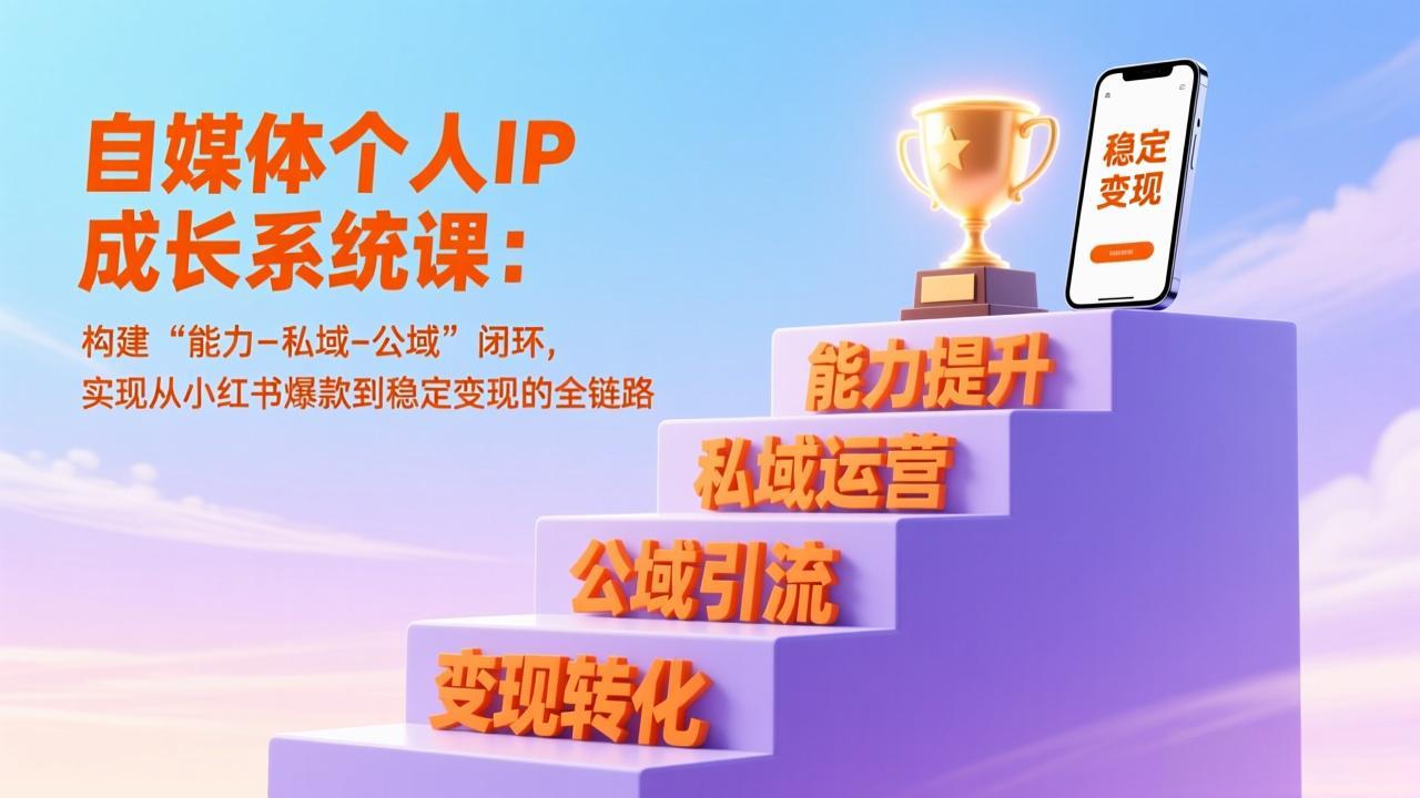 自媒体个人IP成长系统课：构建“能力-私域-公域”闭环，实现从小红书爆款到稳定变现的全链路-网创资源