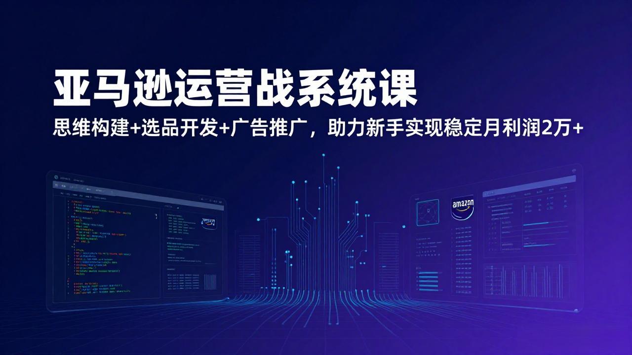 亚马逊运营实战系统课，思维构建+选品开发+广告推广，助力新手实现稳定月利润2万+(更新-网创资源