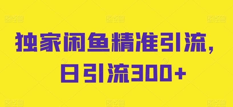 独家闲鱼精准引流，日引流300+【揭秘】-网创资源