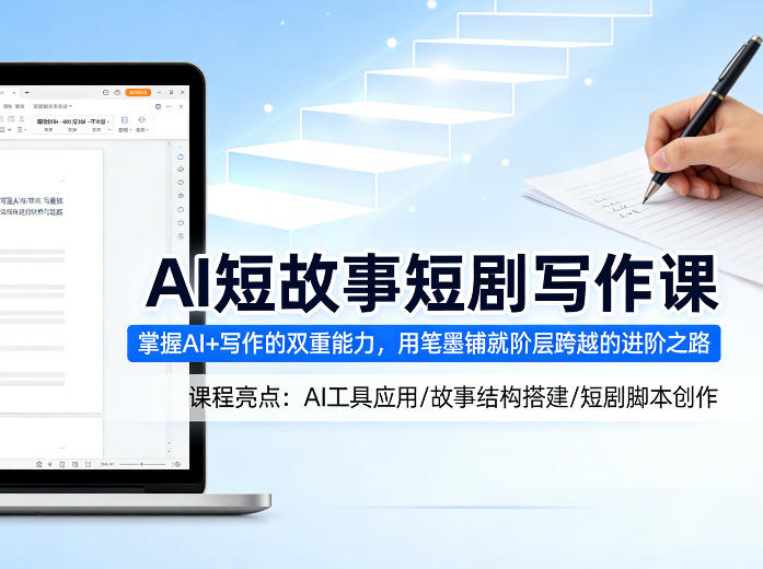 AI短故事短剧写作课，掌握AI+写作的双重能力，用笔墨铺就阶层跨越的进阶之路-网创资源