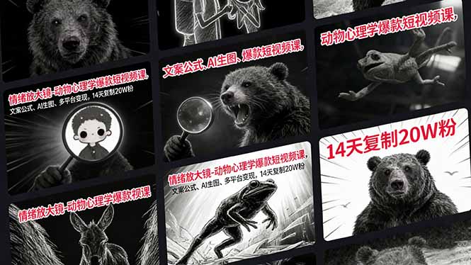 情绪放大镜-动物心理学爆款短视频课，文案公式、AI生图、多平台变现，14天复制20W粉-网创资源