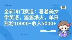 全新冷门赛道：看着美女学英语，篇篇爆火，单日涨粉10000+收入5000+-网创资源