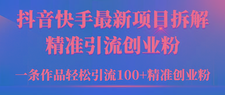 (9447期)2024年抖音快手最新项目拆解视频引流创业粉，一天轻松引流精准创业粉100+-网创资源
