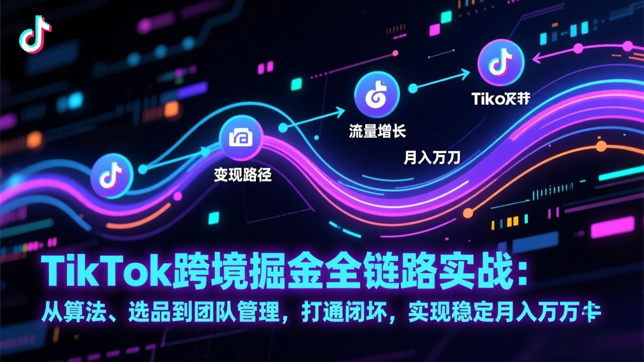 TikTok跨境掘金全链路实战：从算法、选品到团队管理，打通闭环，实现稳定月入万刀-网创资源