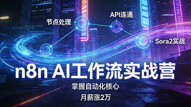 n8n AI工作流实战营，节点处理+API连通+Sora2实战，掌握自动化核心月薪涨2万-网创资源