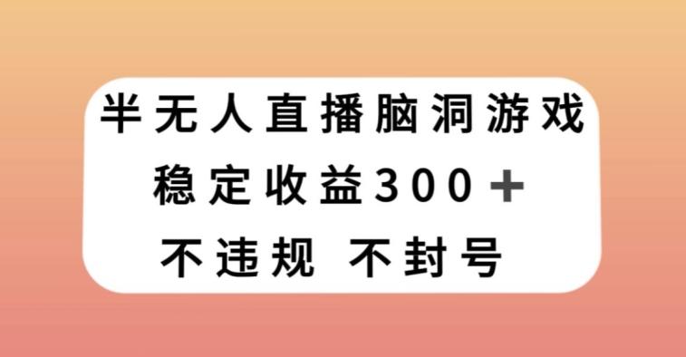半无人直播脑洞小游戏，每天收入300+，保姆式教学小白轻松上手【揭秘】-网创资源