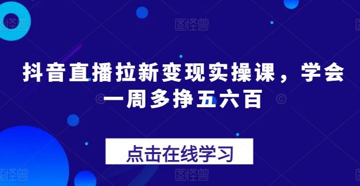抖音直播拉新变现实操课，学会一周多挣五六百-网创资源