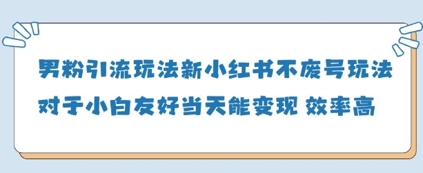 男粉引流玩法(新)，玩法友好做的好当天就能变现-网创资源