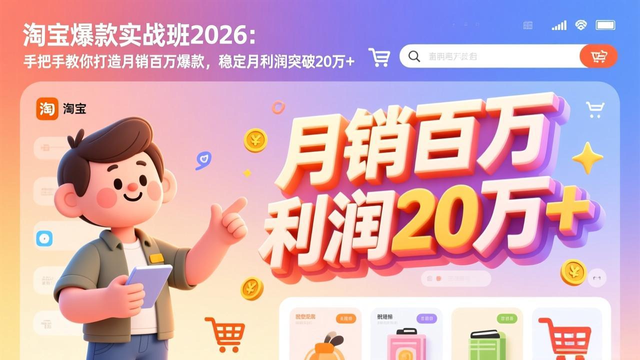 淘宝爆款实战班-2026年3月更新：手把手教你打造月销百万爆款，稳定月利润突破20万+-网创资源
