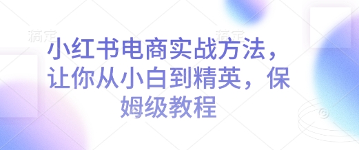 小红书电商实战方法，让你从小白到精英，保姆级教程-网创资源