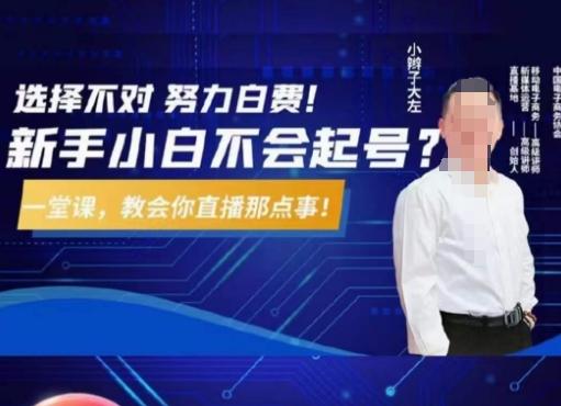 大左教您从0到1做直播带货，选择不对，努力白费，5小时课程搞定那点事，解决你起号问题-网创资源