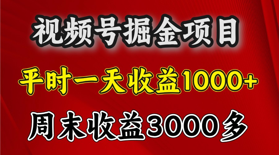 一天收益1000+ 视频号掘金，周末收益会更高些-网创资源