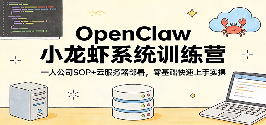 OpenClaw小龙虾系统训练营：一人公司SOP，云服务器部署，零基础快速上手实操-网创资源