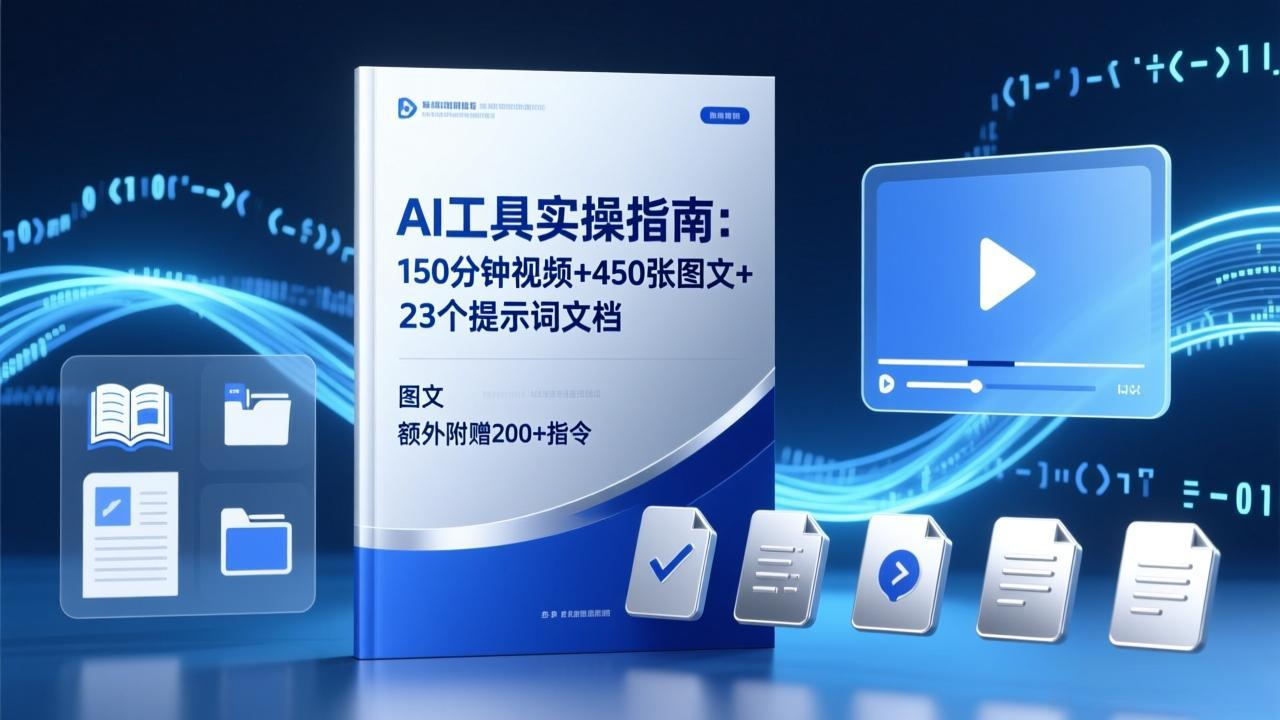 AI工具实操指南：150分钟视频+450张图文+23个提示词文档，额外附赠200+指令-网创资源