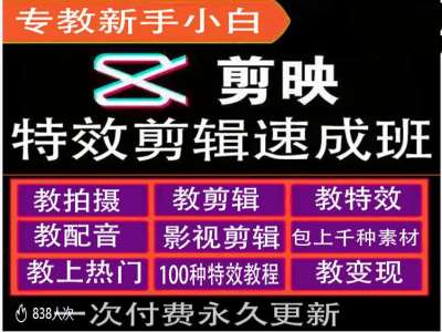 剪映特效教程和运营变现教程，特效剪辑速成班，专教新手小白-网创资源