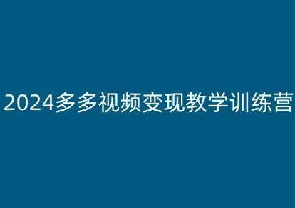 2024多多视频变现教学训练营，新手保姆级教程，适合新手小白-网创资源