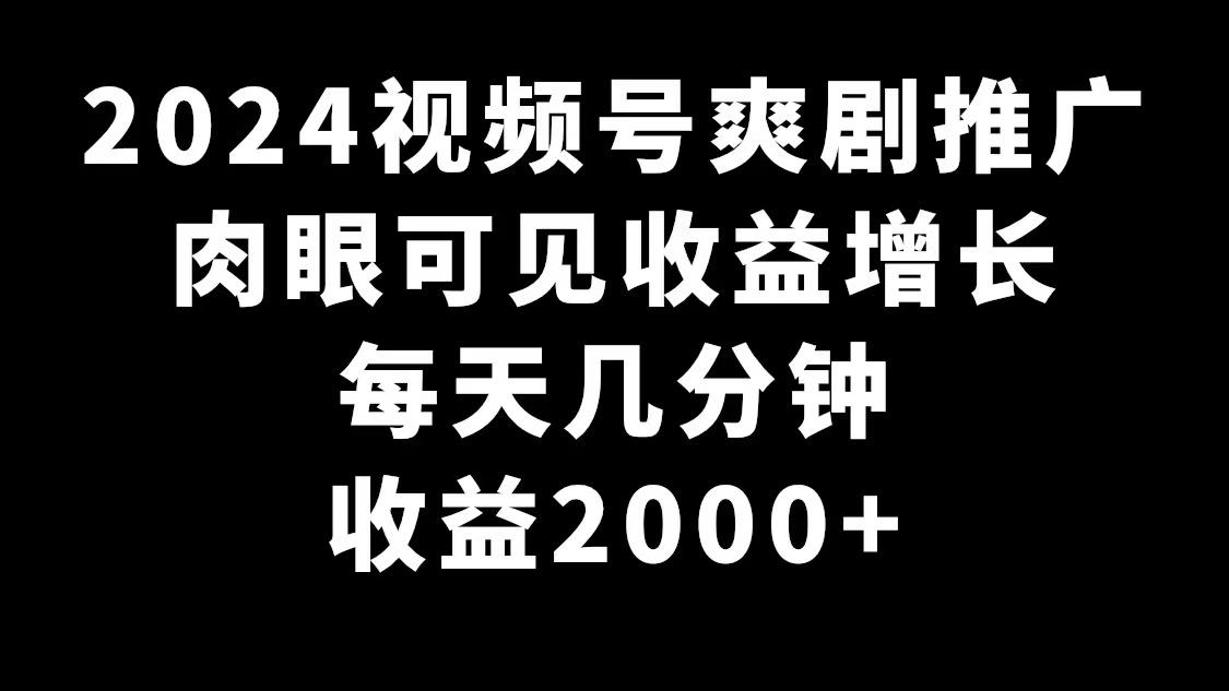 2024视频号爽剧推广，肉眼可见的收益增长，每天几分钟收益2000+-网创资源