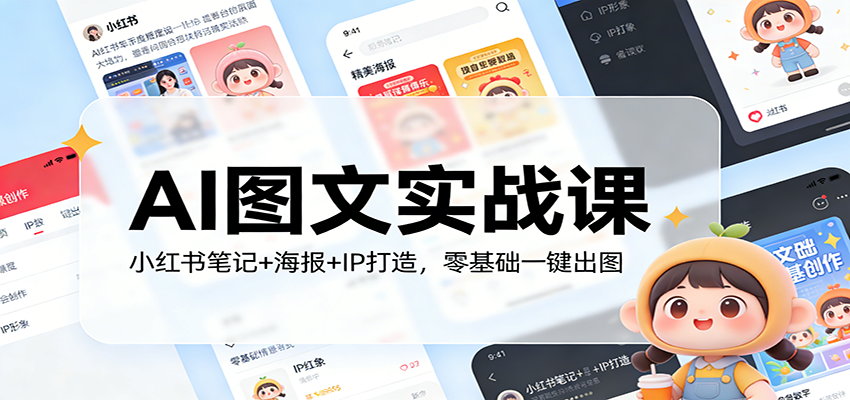 AI图文实战课：小红书笔记+海报+IP打造，零基础一键出图-网创资源