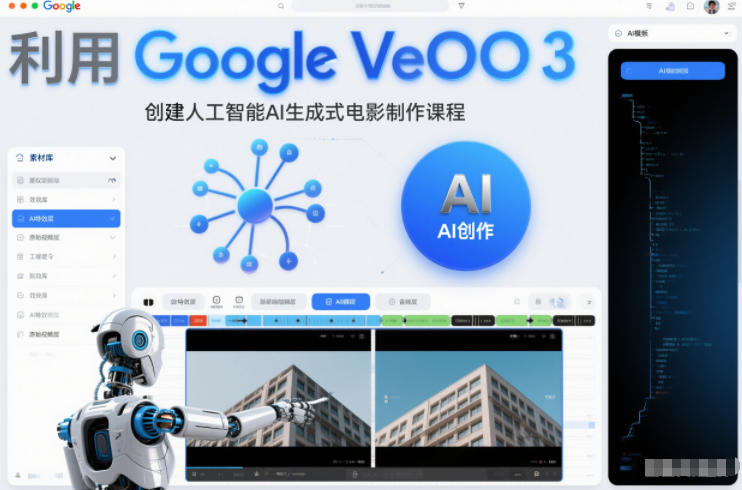 利l用Google Veo 3创建人工智能AI生成式电影制作课程，使用人工智能的力量创建令人惊叹的视频-网创资源
