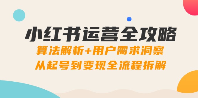 小红书运营全攻略：算法解析+用户需求洞察，从起号到变现全流程拆解-网创资源
