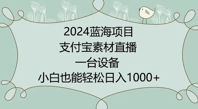 2024年蓝海项目，支付宝素材直播，无需出境，小白也能日入1000+ ，实操教程【揭秘】-网创资源