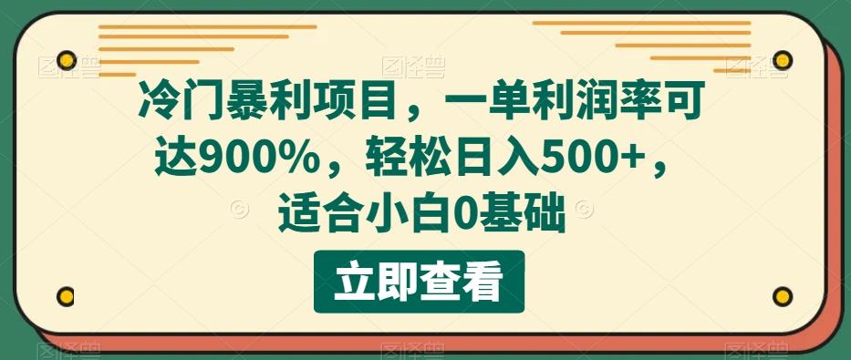 冷门暴利项目，一单利润率可达900%，轻松日入500+，适合小白0基础-网创资源
