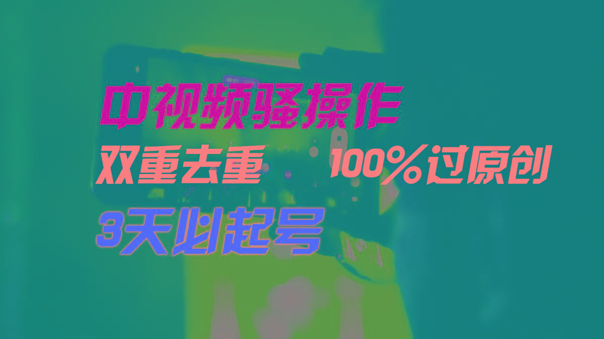 中视频骚操作，双重去重100%过原创，3天比必起号，简单无脑，月入3W+-网创资源