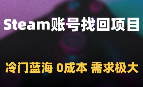 Steam账号找回项目，冷门蓝海，0成本，需求极大-网创资源