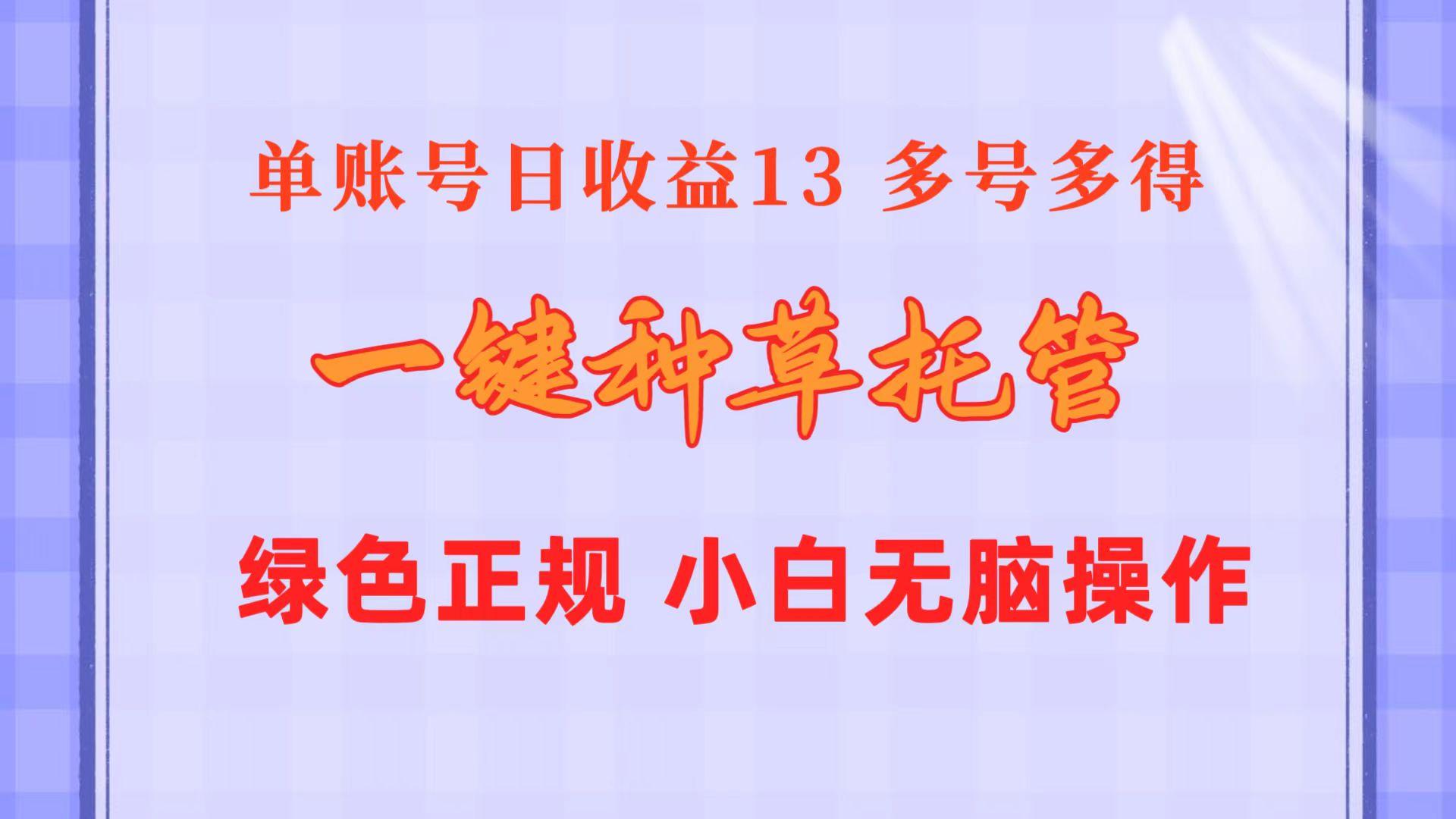 一键种草托管 单账号日收益13元  10个账号一天130  绿色稳定 可无限推广-网创资源