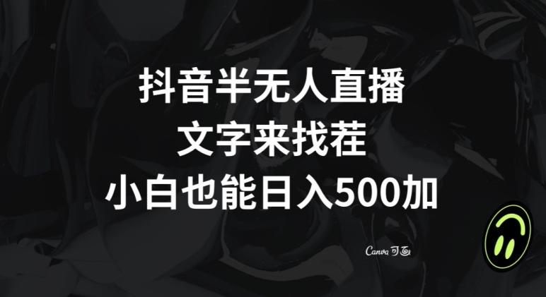 抖音半无人直播，文字来找茬小游戏，每天收益500+【揭秘】-网创资源