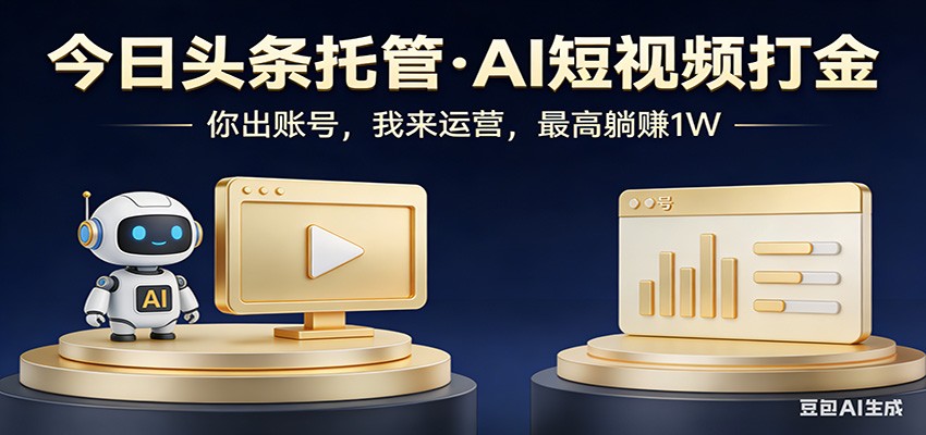 头条号AI托管，我提供作品，你提供账号，每天5分钟发布，小白躺赚3000+-网创资源