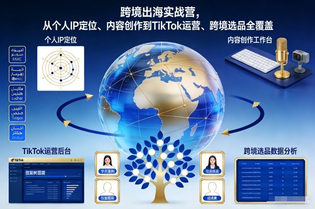 跨境出海实战营，从个人IP定位、内容创作到TikTok运营、跨境选品全覆盖-网创资源