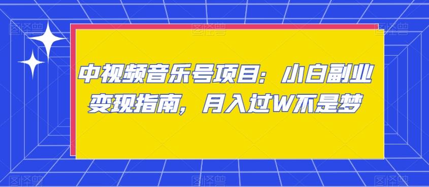 中视频音乐号项目：小白副业变现指南，月入过W不是梦【揭秘】-网创资源