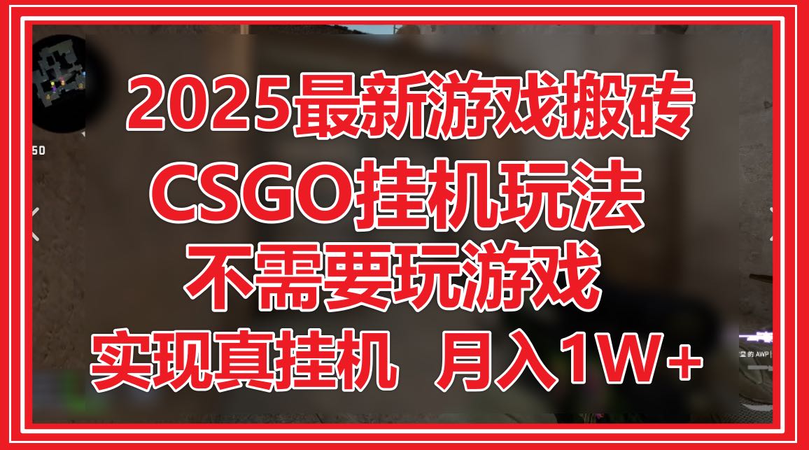 2025最新游戏搬砖，CSGO挂机，不需要玩游戏，实现真挂机，月入1W+-网创资源