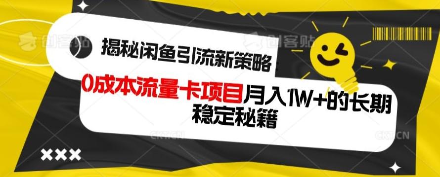 揭秘闲鱼引流新策略：0成本流量卡项目，月入1W+的长期稳定秘籍-网创资源