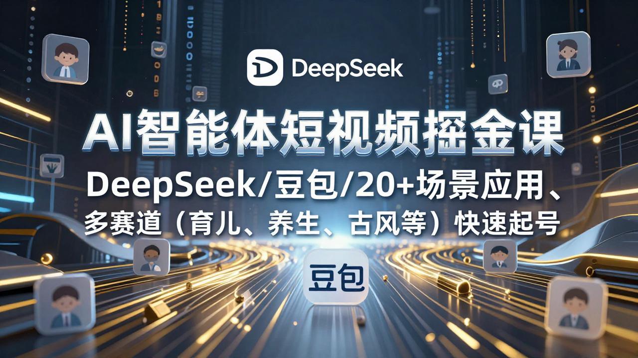 AI智能体短视频掘金课，DeepSeek/豆包/20+场景应用、多赛道(育儿、养生、古风等-网创资源